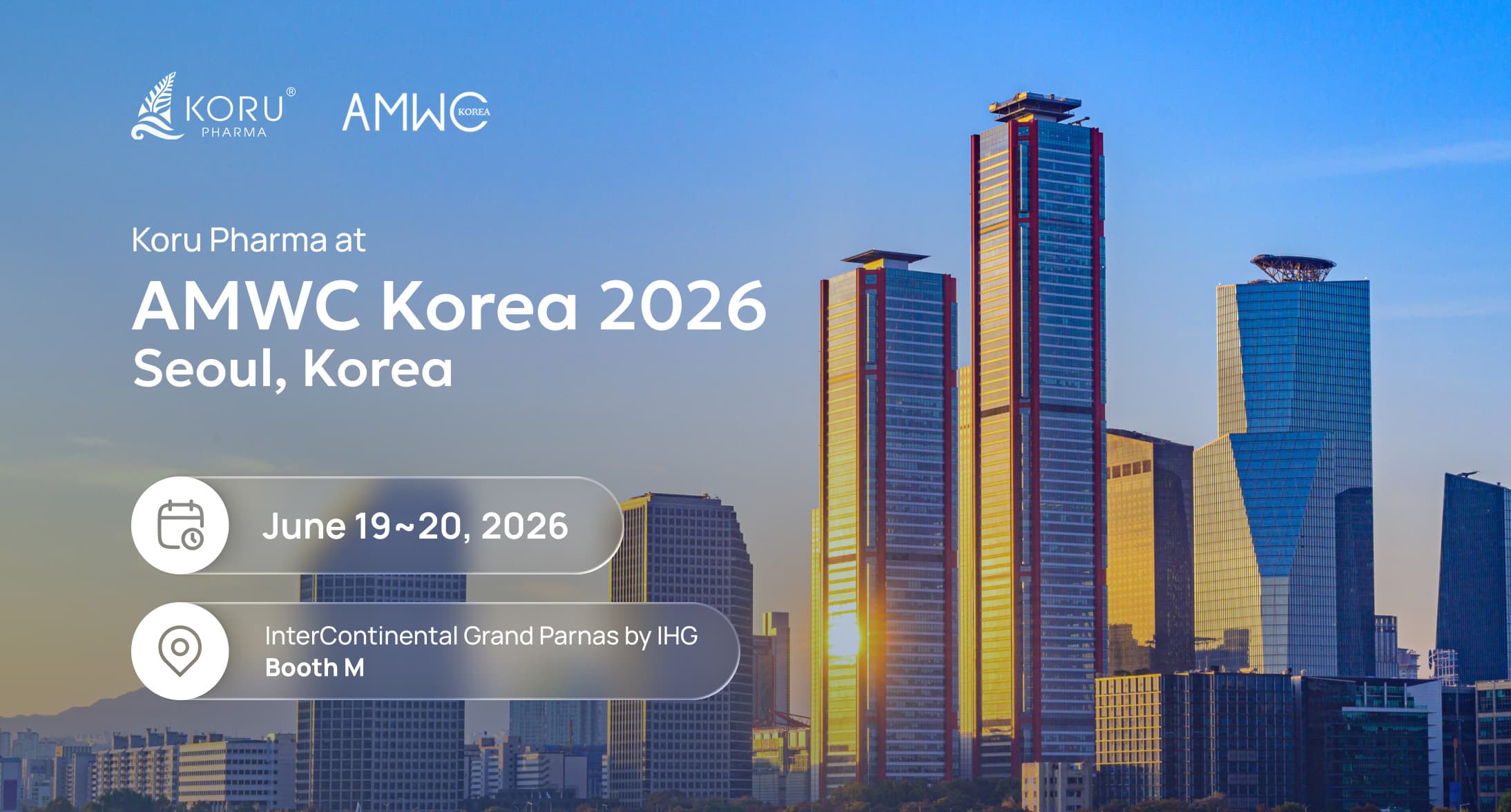 Koru Pharma booth at AMWC Korea 2026 Seou