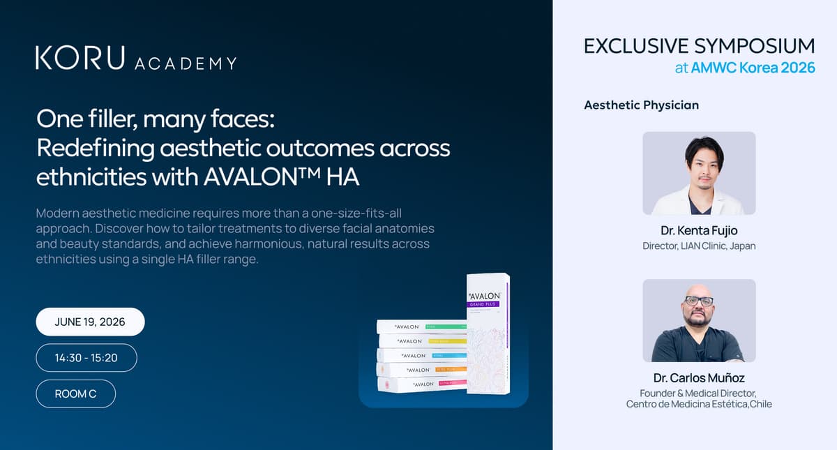 KORU Academy symposium at AMWC Korea 2026 on HA fillers