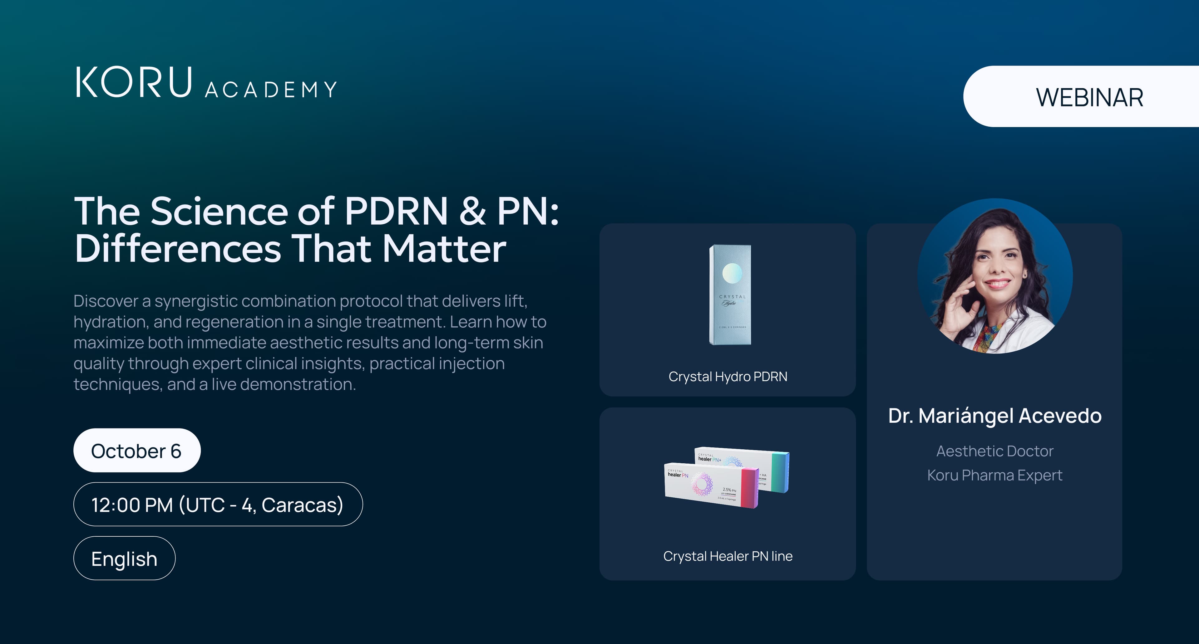 Crystal Hydro PDRN and Crystal Healer PN regenerative science webinar